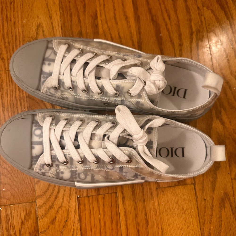 Dior Sneakers in White and Gray with Classic Design and Thick Sole